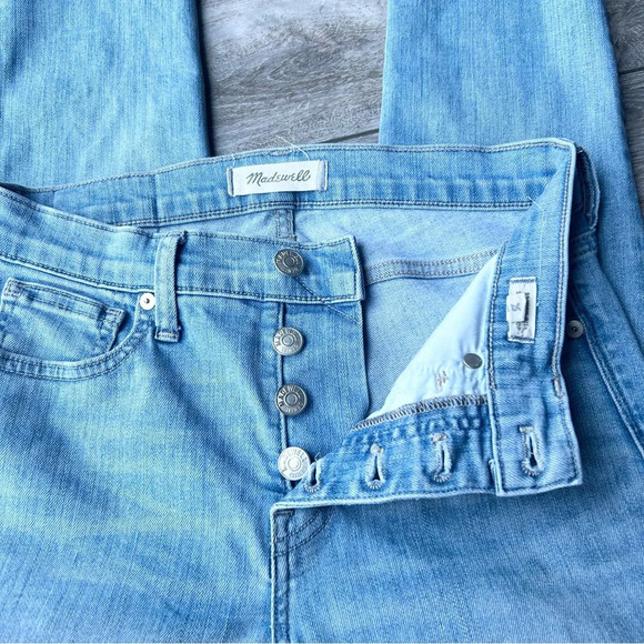 Madewell High Rise Skinny Crop Button Front Raw Hem Light Blue - Picture 6 of 13